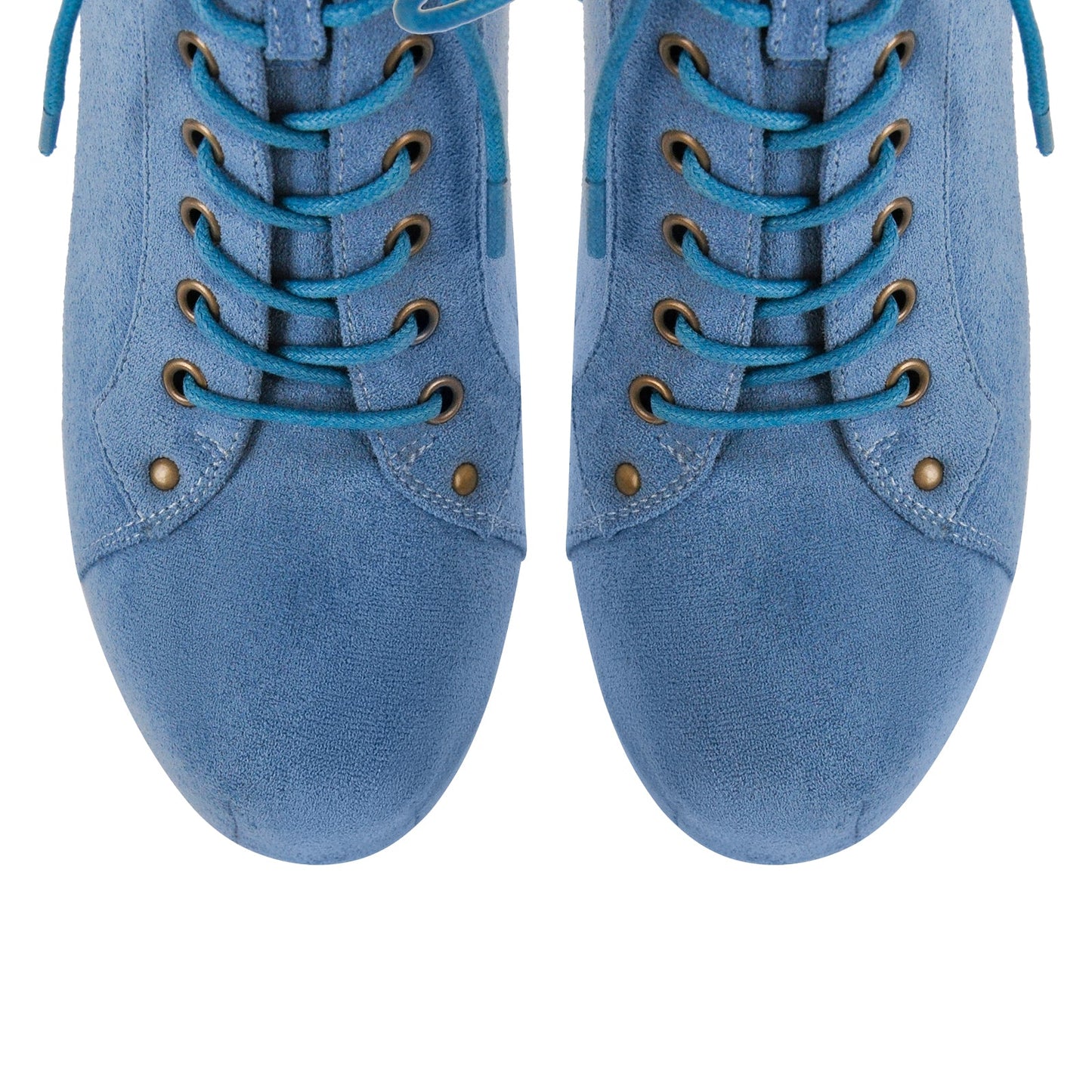 Blue Suede Platform Chunky Heel Ankle Boots