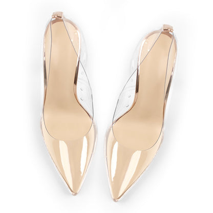 Clear Pointed Toe Block High Heel Crossdressing Pumps
