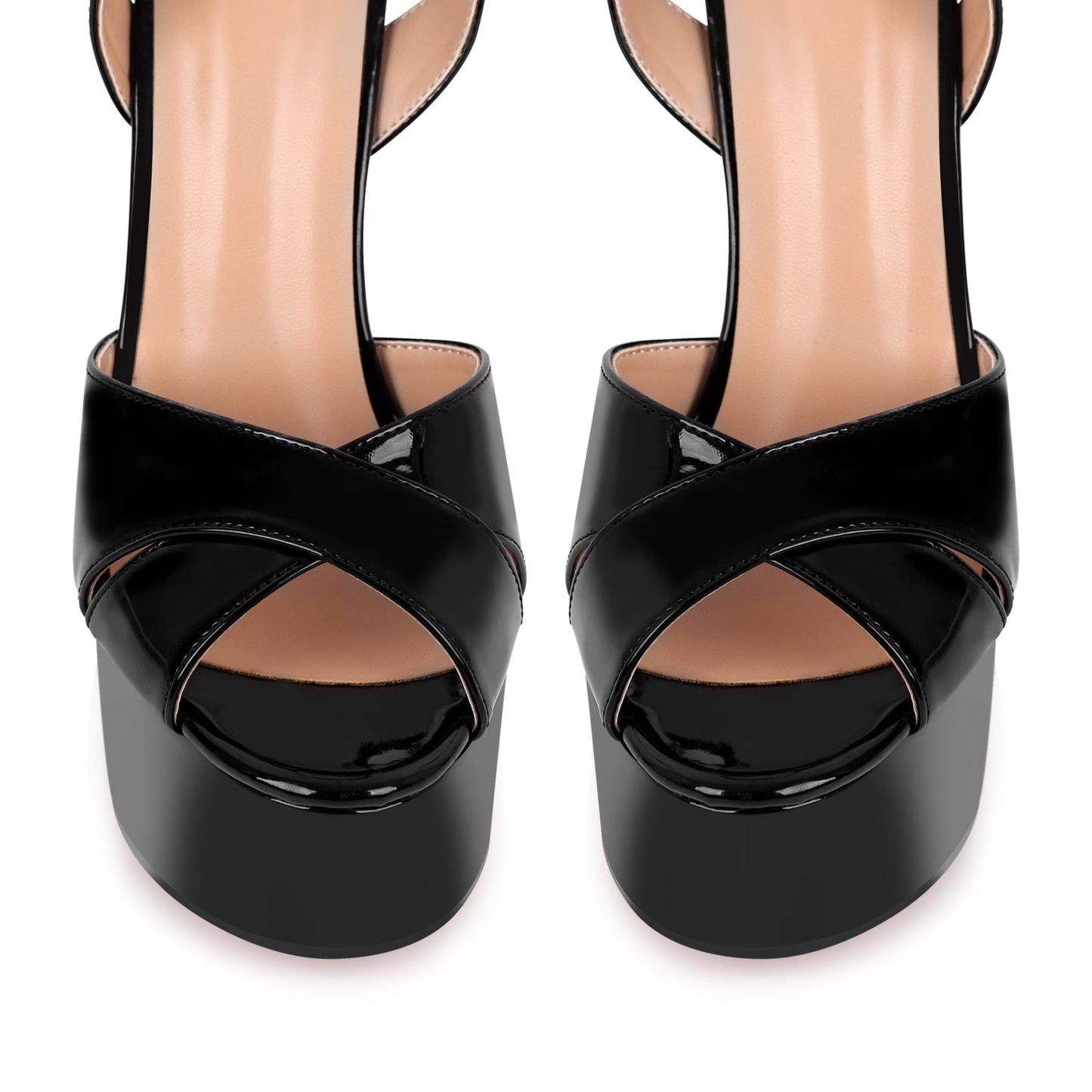 Black Platform Chunky Heel Ankle Strap Sandals