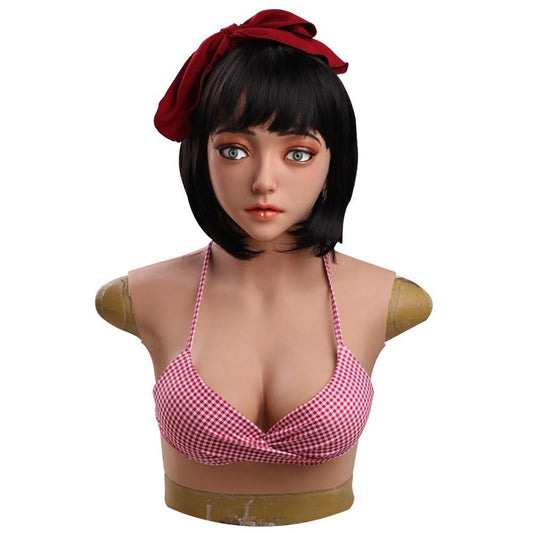 Full Head Mask with Silicone Breast Forms – Premium Realistic Crossdresser Transformation