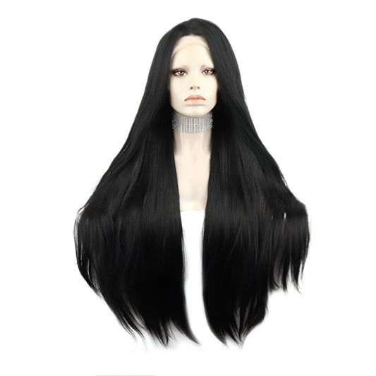 Jet Black Lace Synthetic Lace Front Crossdressing Wig