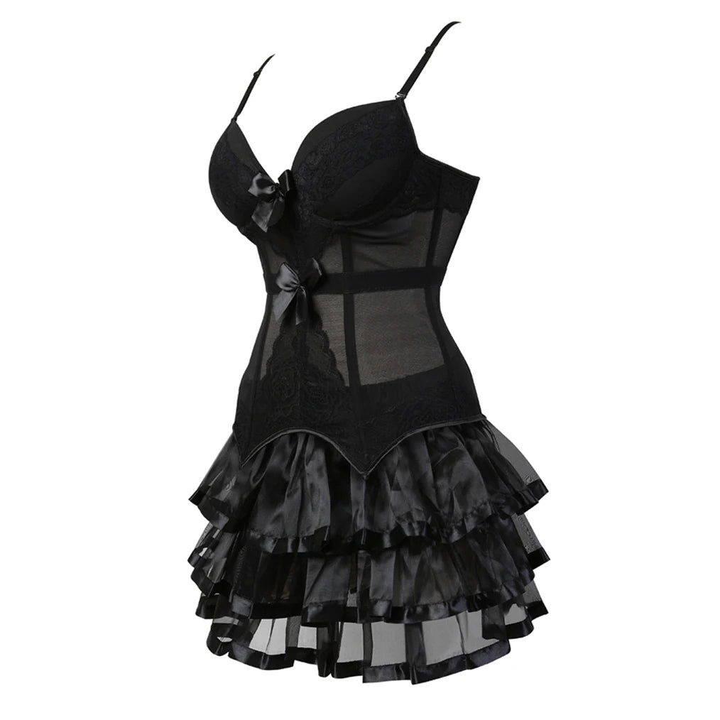 Corset Lingerie Dress with Garters – Two-Piece Set