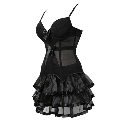 Corset Lingerie Dress with Garters – Two-Piece Set