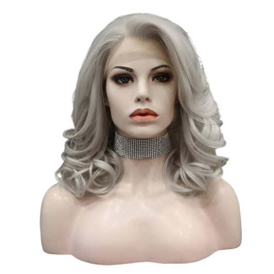 Grey Synthetic Lace Front Crossdressing Wig