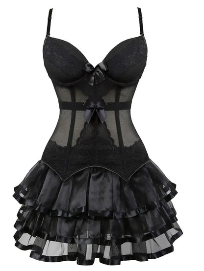 Corset Lingerie Dress with Garters – Two-Piece Set