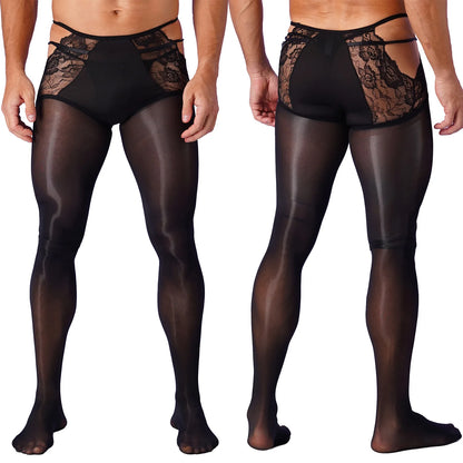 Crossdressing Oil Shiny Crotchless Pantyhose