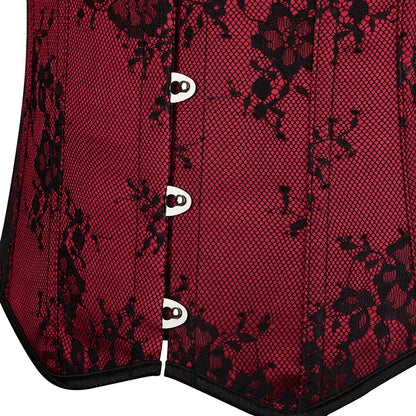 Embroidered Overbust Corset Top with Straps – Feminine Waist-Slimming Design