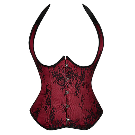 Embroidered Overbust Corset Top with Straps – Feminine Waist-Slimming Design