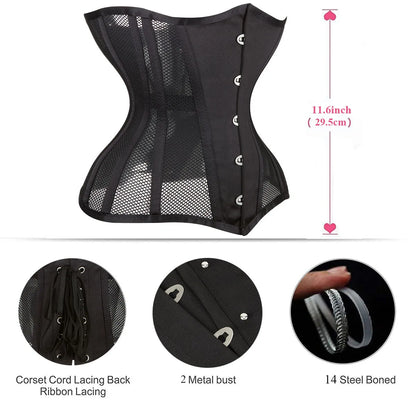 Crossdressing Waist Trainer – Underbust Mesh Corselet for Slimming & Shaping