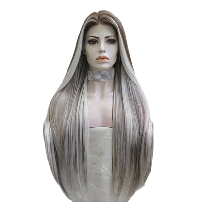Highlight Blonde Brown Synthetic Lace Front Crossdressing Wig