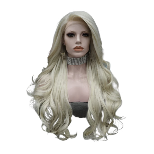 Ash Blonde Wigs Synthetic Lace Front Crossdressing Wig