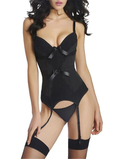 Corset Lingerie Dress with Garters – Two-Piece Set