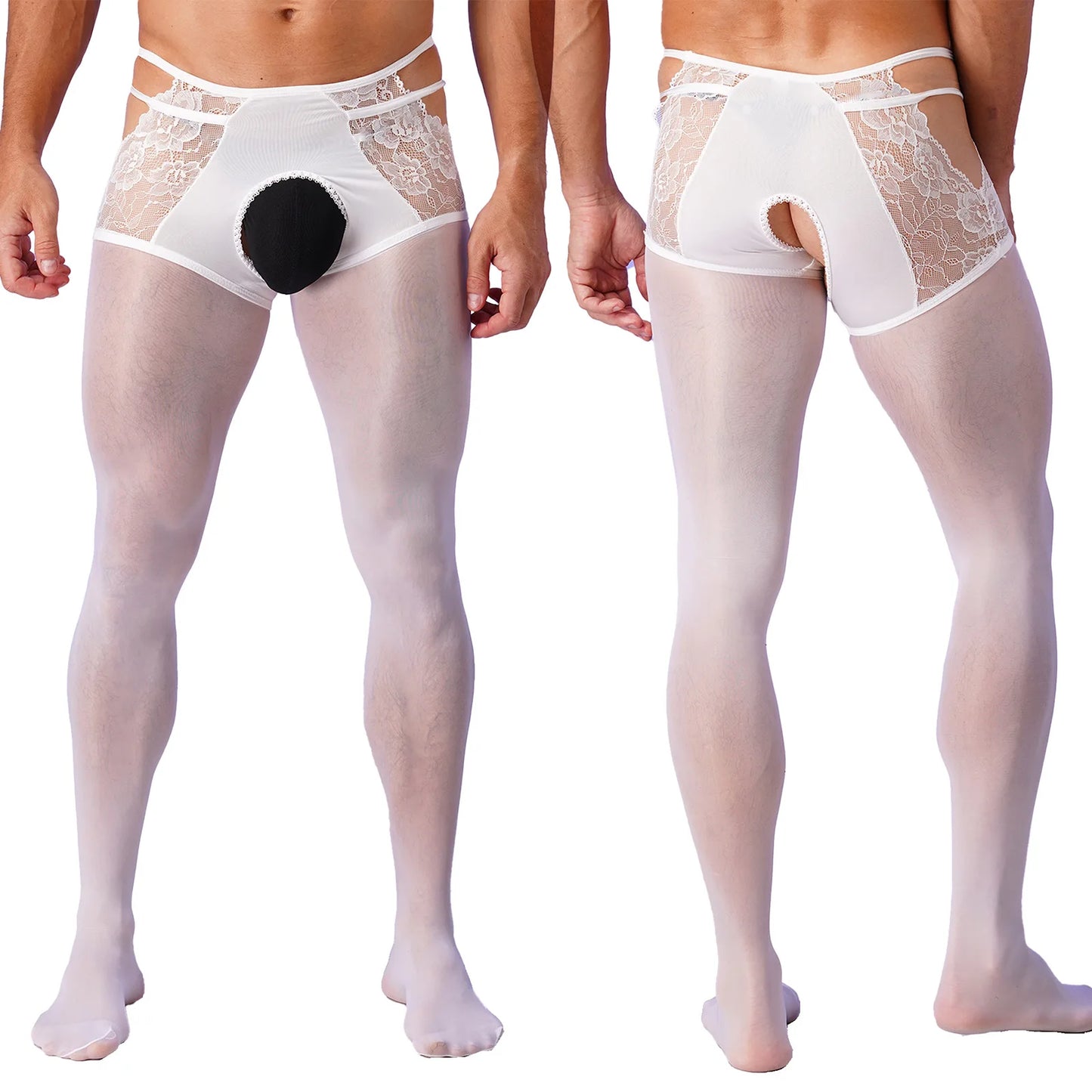 Crossdressing Oil Shiny Crotchless Pantyhose
