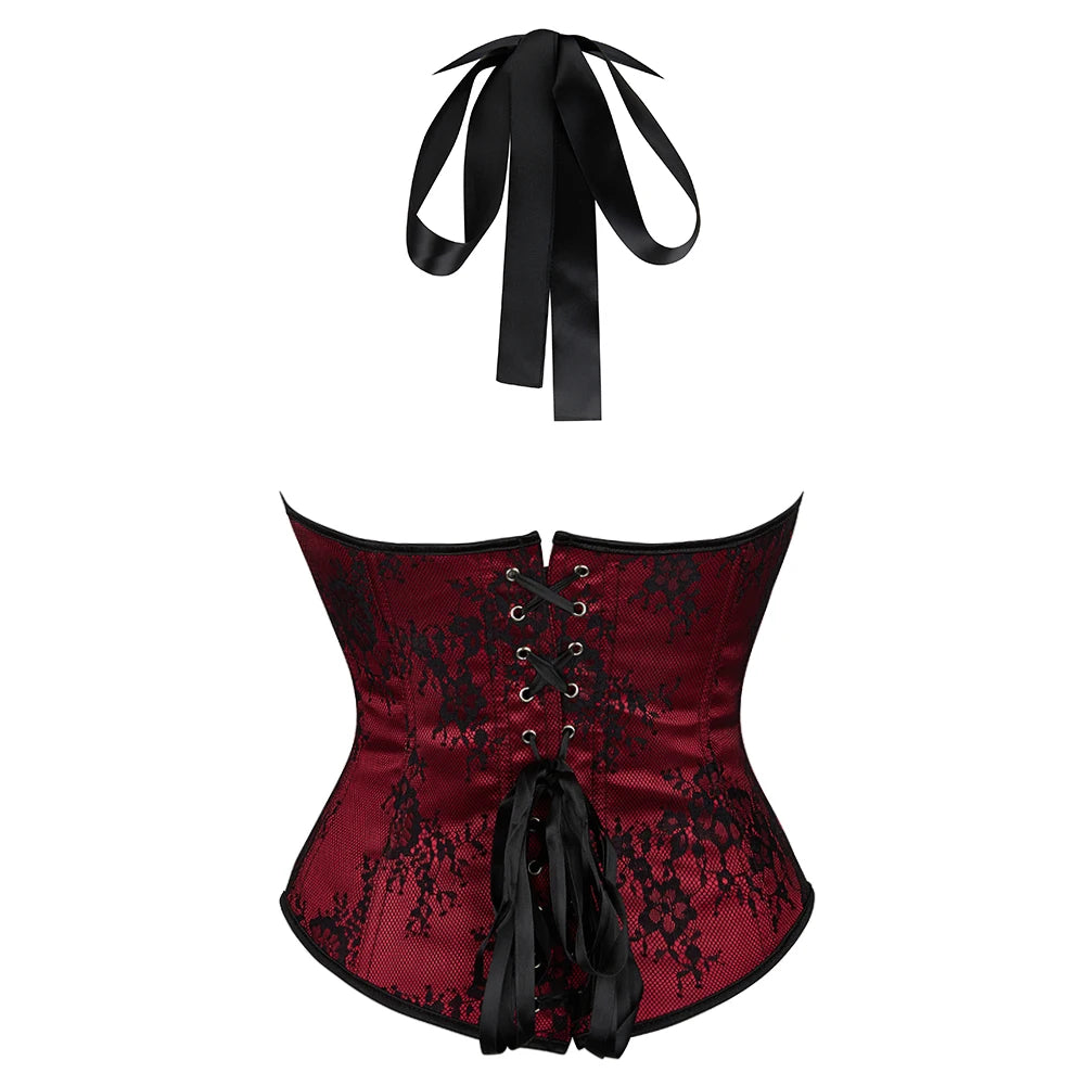 Embroidered Overbust Corset Top with Straps – Feminine Waist-Slimming Design