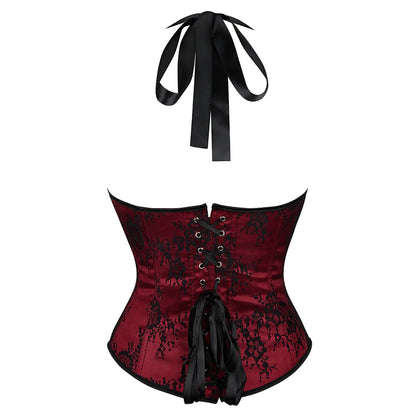 Embroidered Overbust Corset Top with Straps – Feminine Waist-Slimming Design