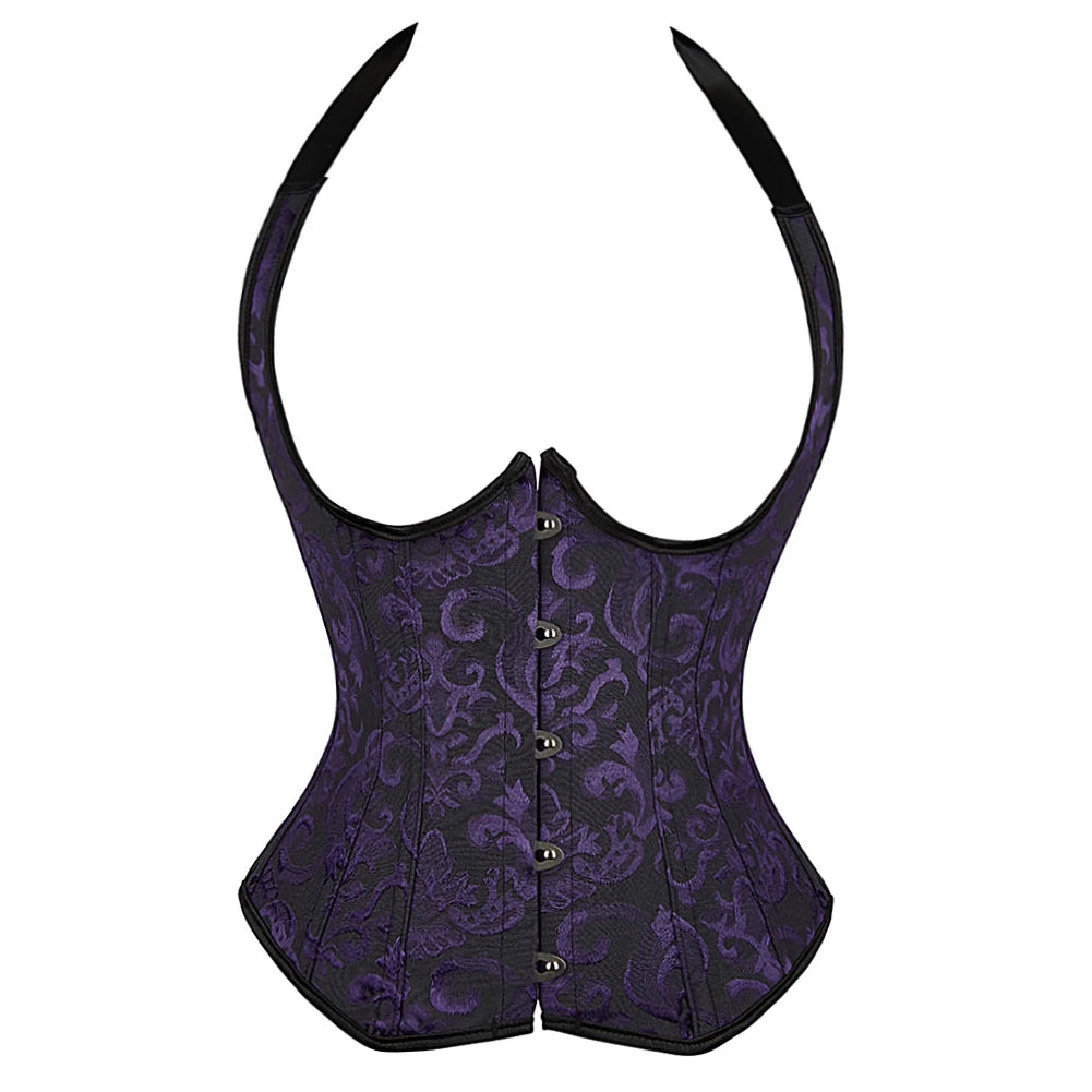 Embroidered Overbust Corset Top with Straps – Feminine Waist-Slimming Design