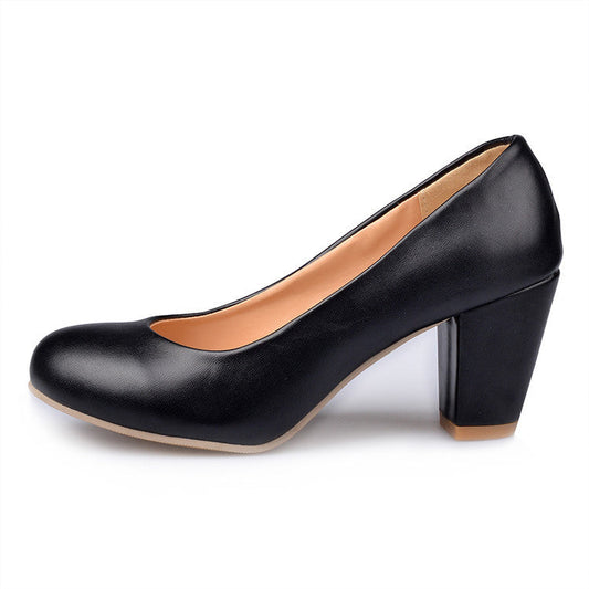 Daily Round Toe Chunky Heel Crossdressing Pumps
