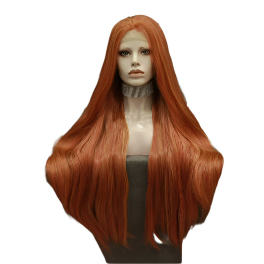 Synthetic Lace Front Long Lace Ginger Orange Wig