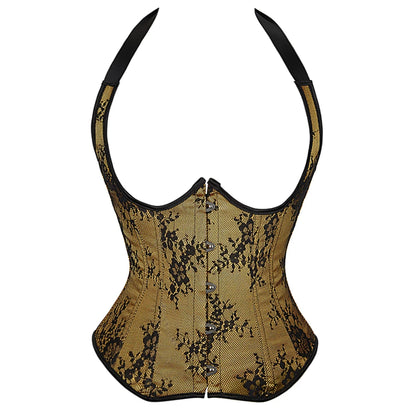 Embroidered Overbust Corset Top with Straps – Feminine Waist-Slimming Design