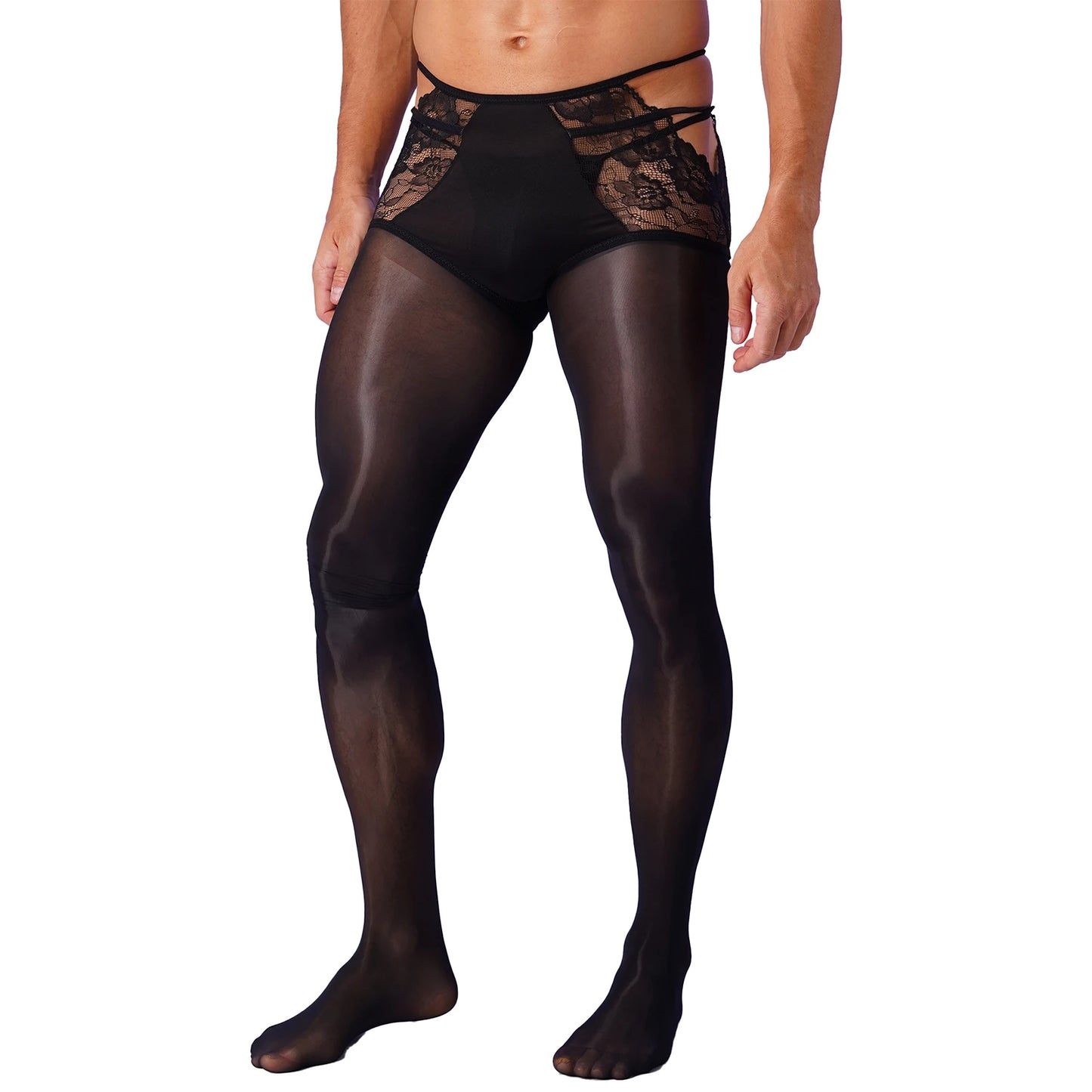 Crossdressing Oil Shiny Crotchless Pantyhose