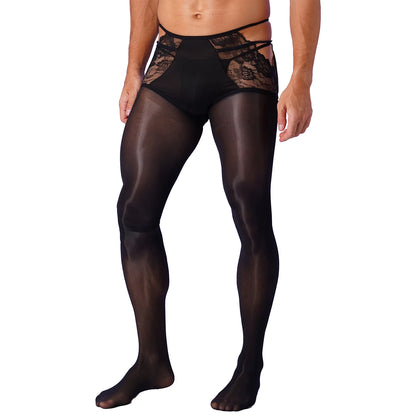 Crossdressing Oil Shiny Crotchless Pantyhose