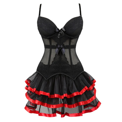 Corset Lingerie Dress with Garters – Two-Piece Set