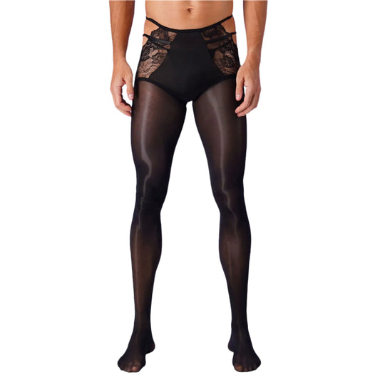 Crossdressing Oil Shiny Crotchless Pantyhose