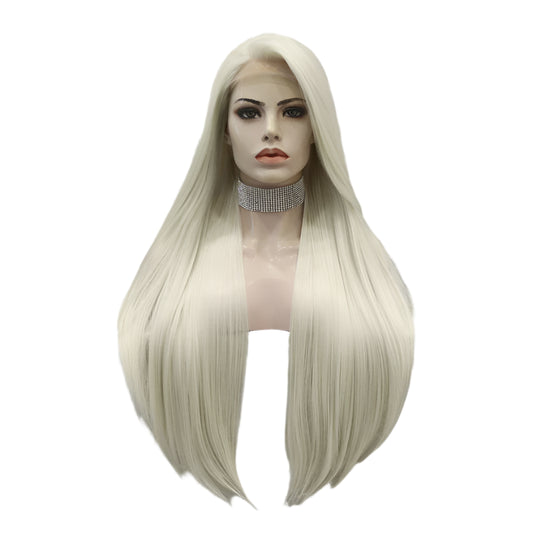 Platinum Blonde Wig Long Synthetic Lace Front Crossdressing Wig