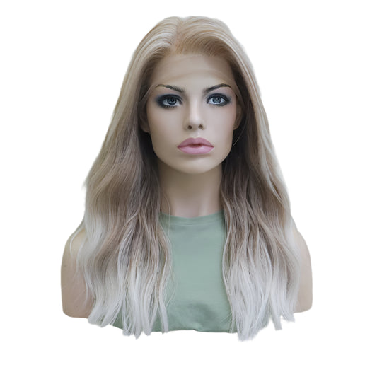 Ombre Ash Blonde Synthetic Lace Front Crossdressing Wig