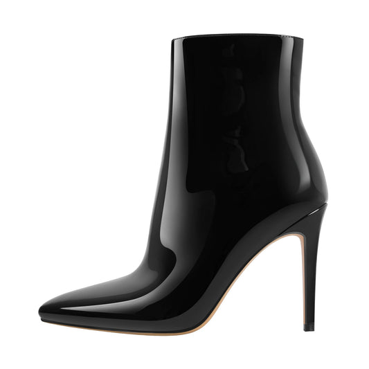 Pointed Toe Stiletto Patent Crossdressing Ankle Boots