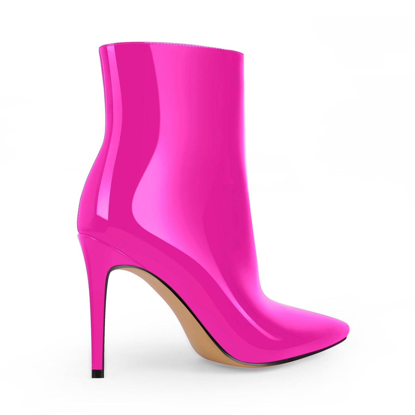 Pointed Toe Stiletto Patent Crossdressing Ankle Boots