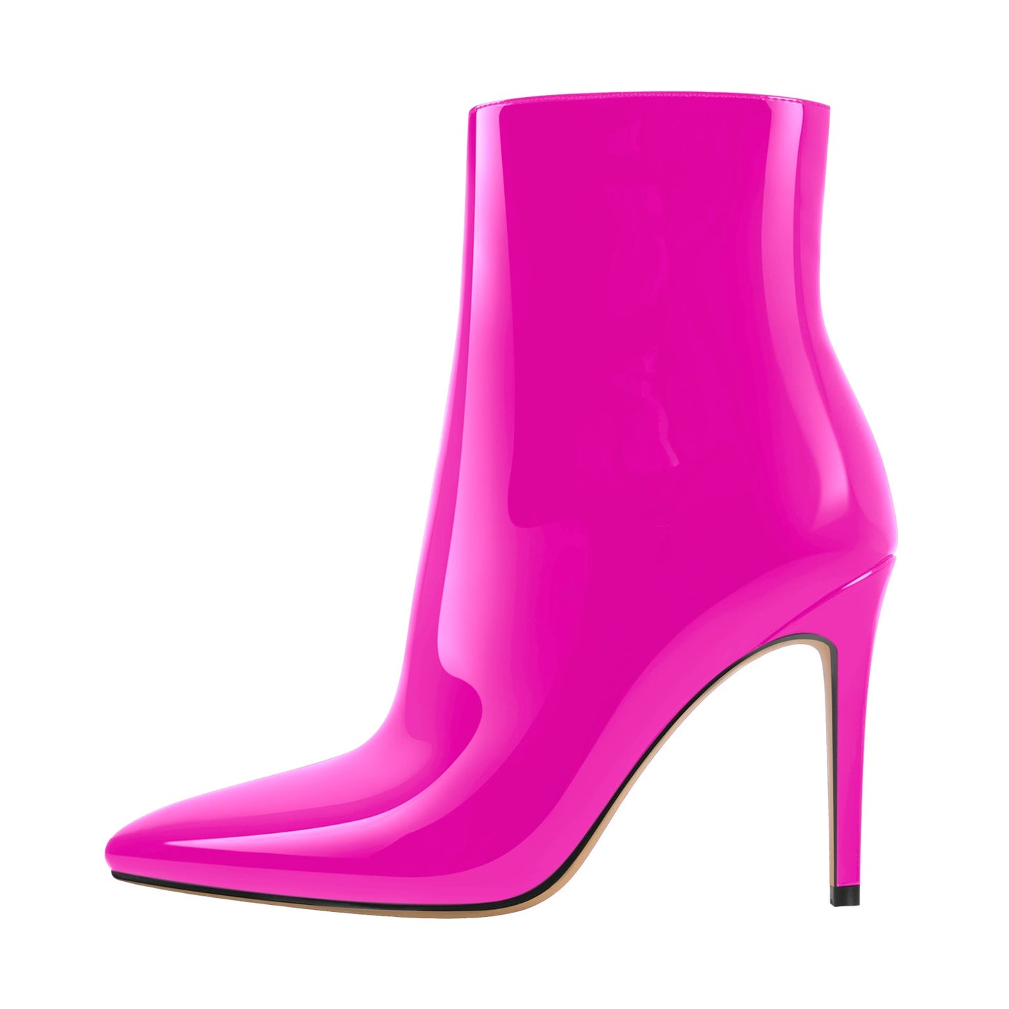 Pointed Toe Stiletto Patent Crossdressing Ankle Boots