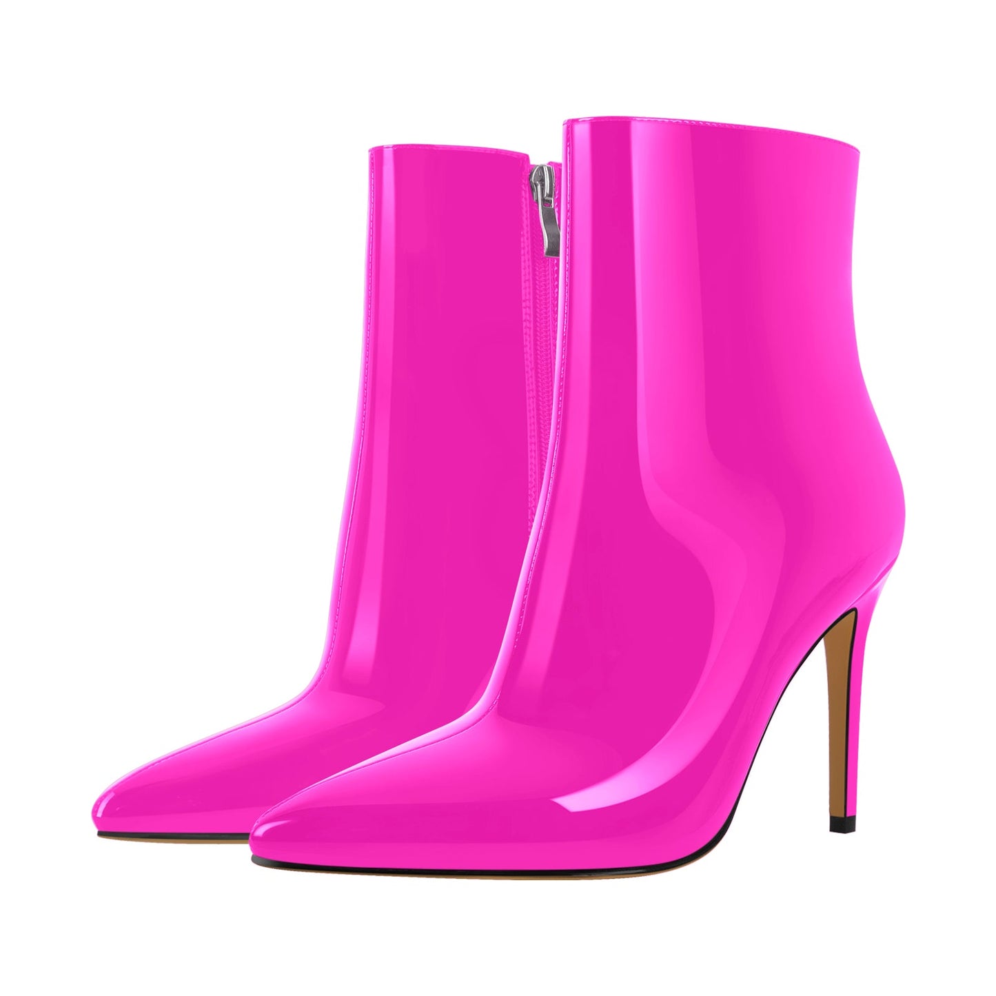 Pointed Toe Stiletto Patent Crossdressing Ankle Boots
