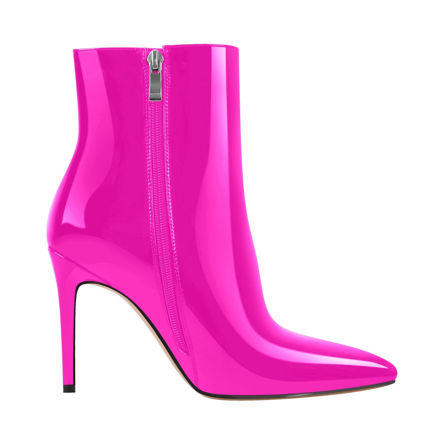 Pointed Toe Stiletto Patent Crossdressing Ankle Boots