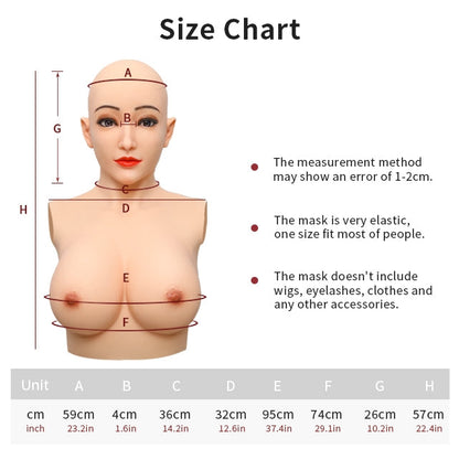 Alice with Breast Female Silicone Head Mask 4G