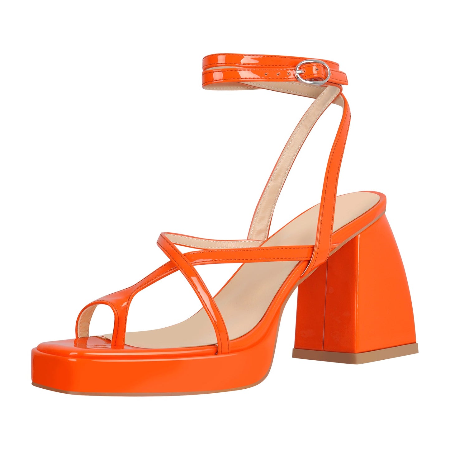 Chunky Mid Heel Criss Cross Platform Crossdressing Sandals